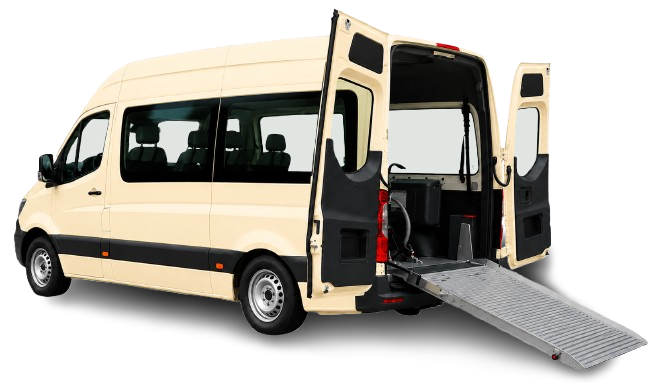 Mercedes Sprinter mit Auffahrrampe von Taxi Roland